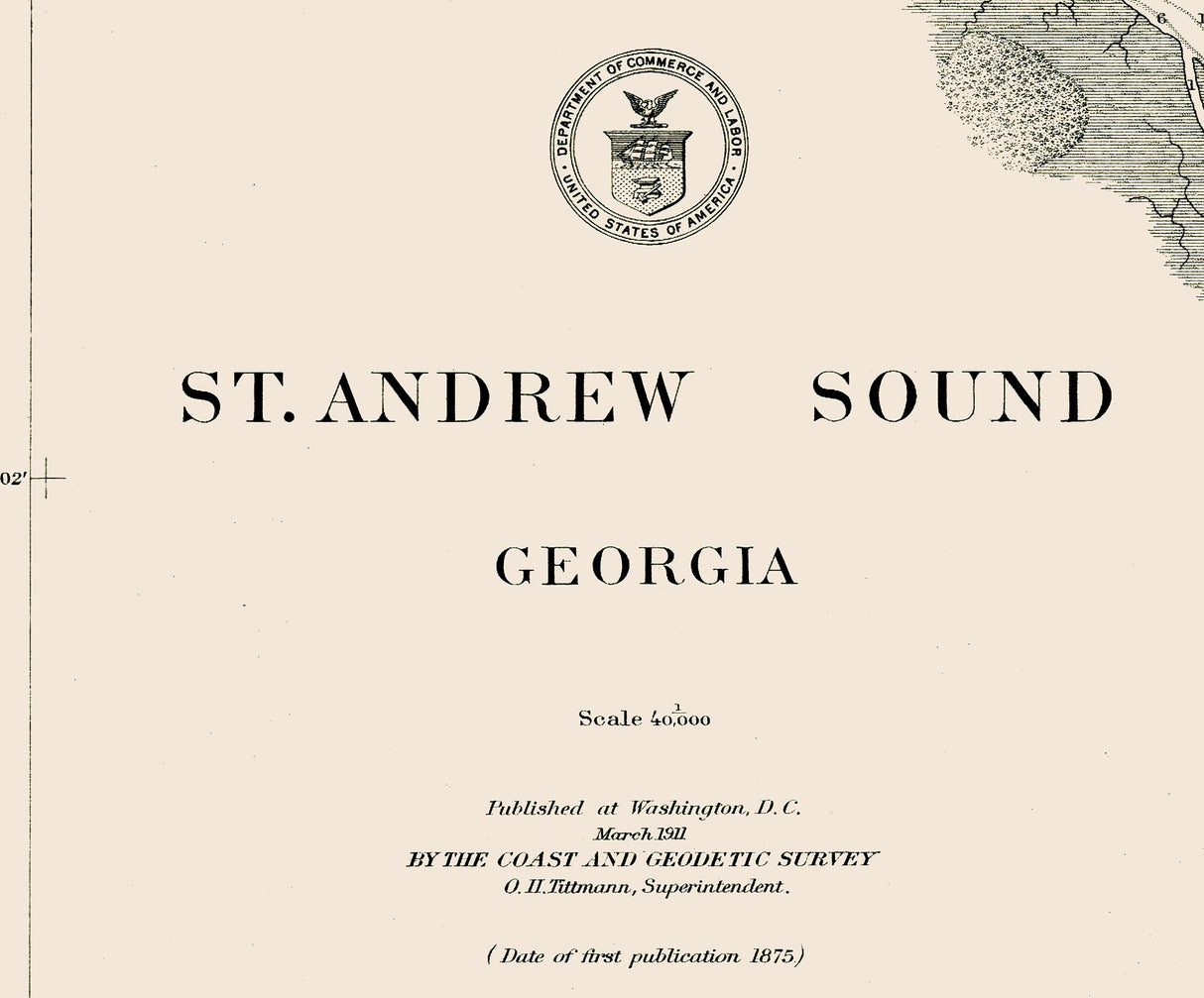 1911 Nautical Map of St Andrew Sound Georgia