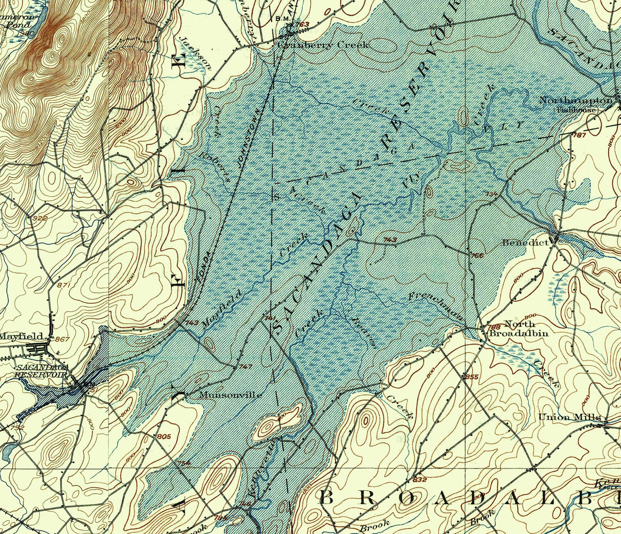 1937 Map of Great Sacandaga Lake New York