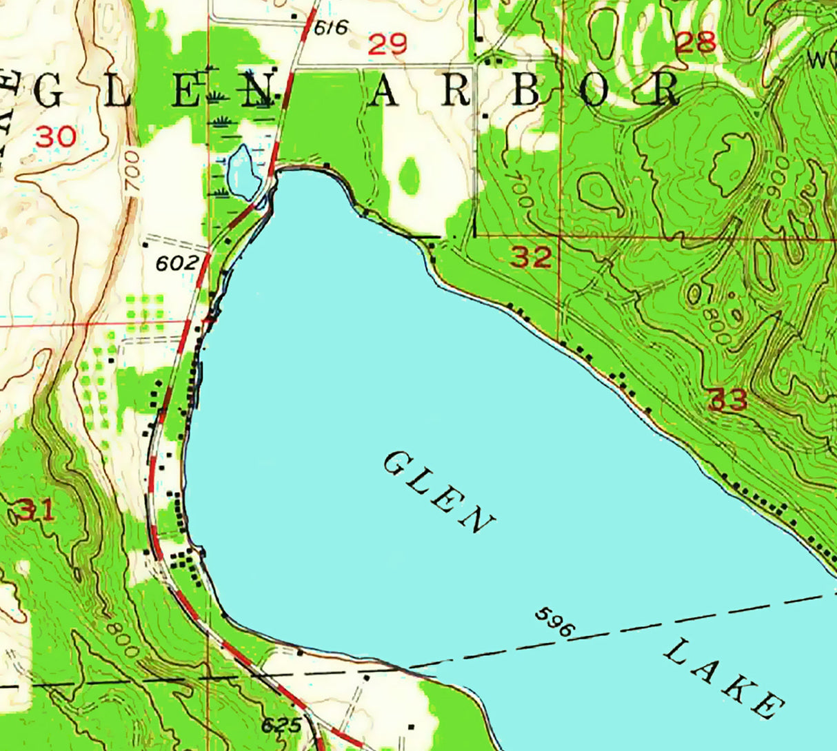 1966 Map of Glen Lake Michigan