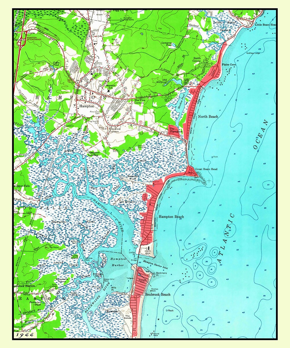 1966 Map of Hampton Beach New Hampshire