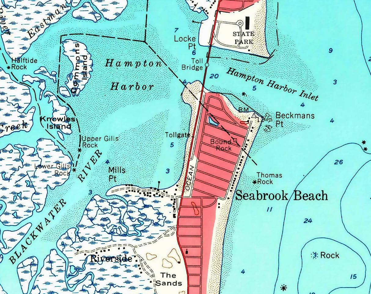 1966 Map of Hampton Beach New Hampshire