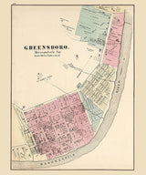 1876 Map of Greensboro Greene County Pennsylvania