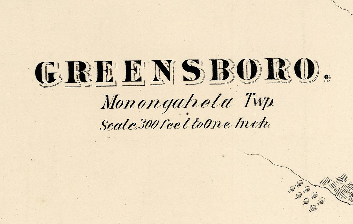 1876 Map of Greensboro Greene County Pennsylvania
