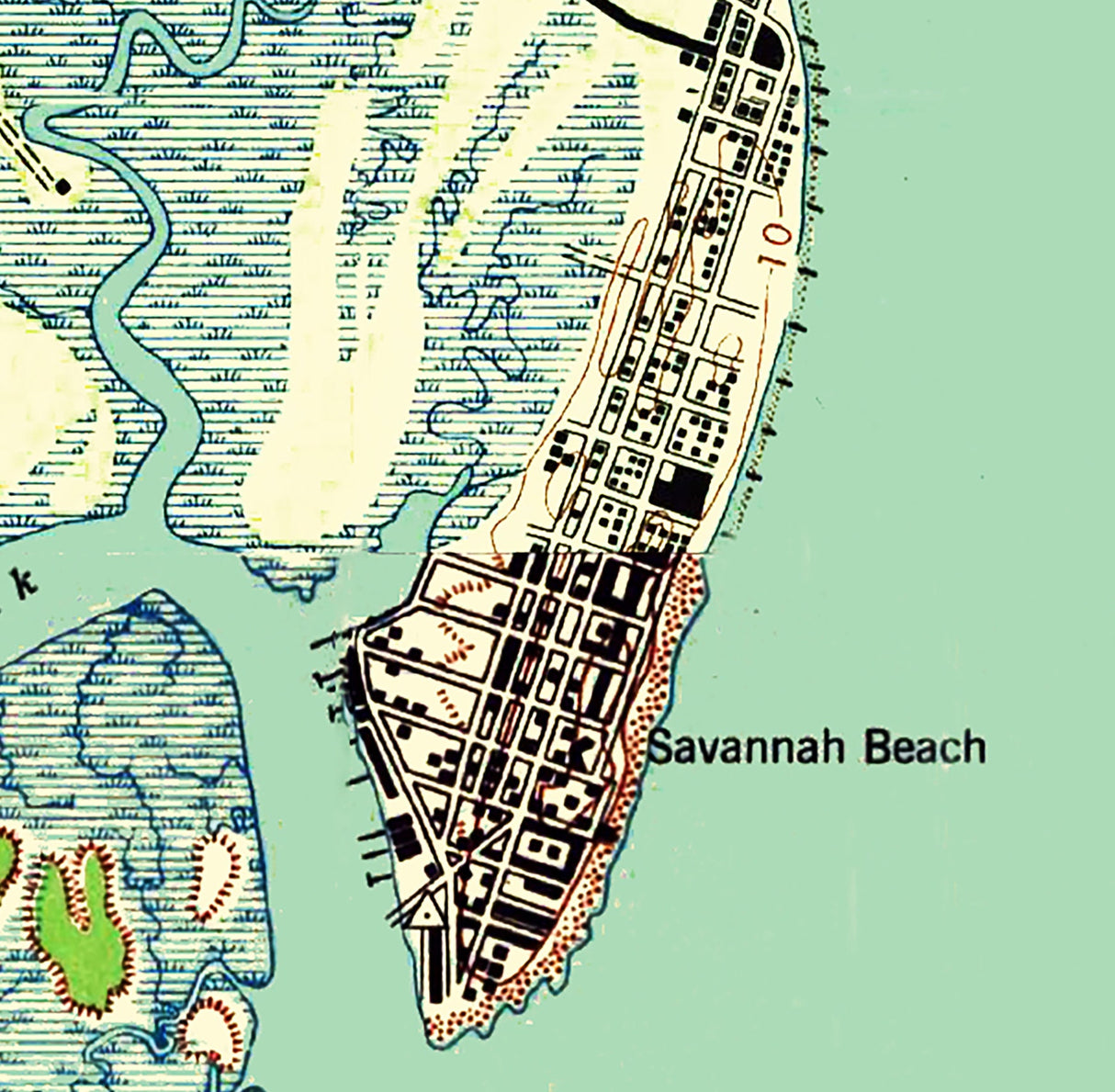 1945 Map of Tybee Island Georgia Savannah Beach