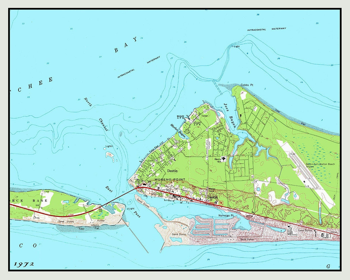 1972 Map of Destin Florida