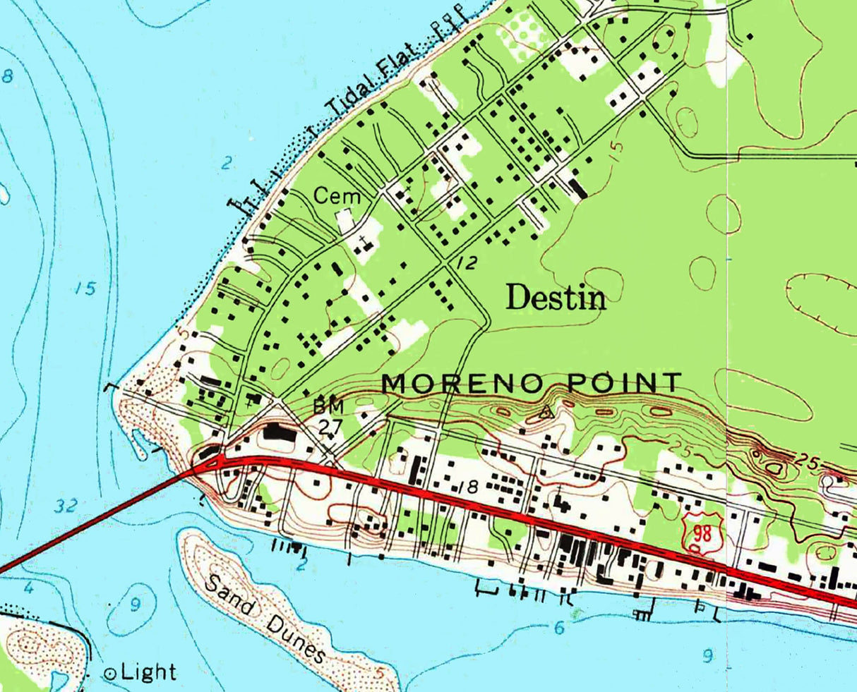 1972 Map of Destin Florida