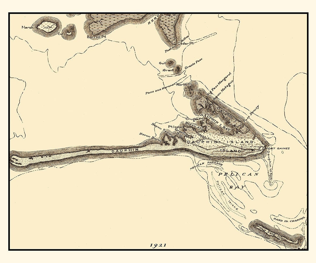 1921 Map of Dauphin Island Alabama