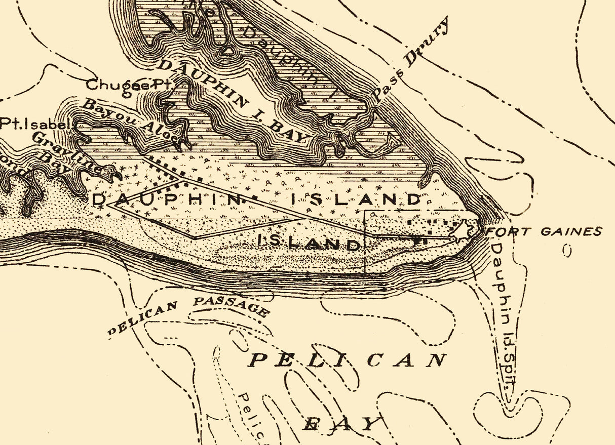 1921 Map of Dauphin Island Alabama