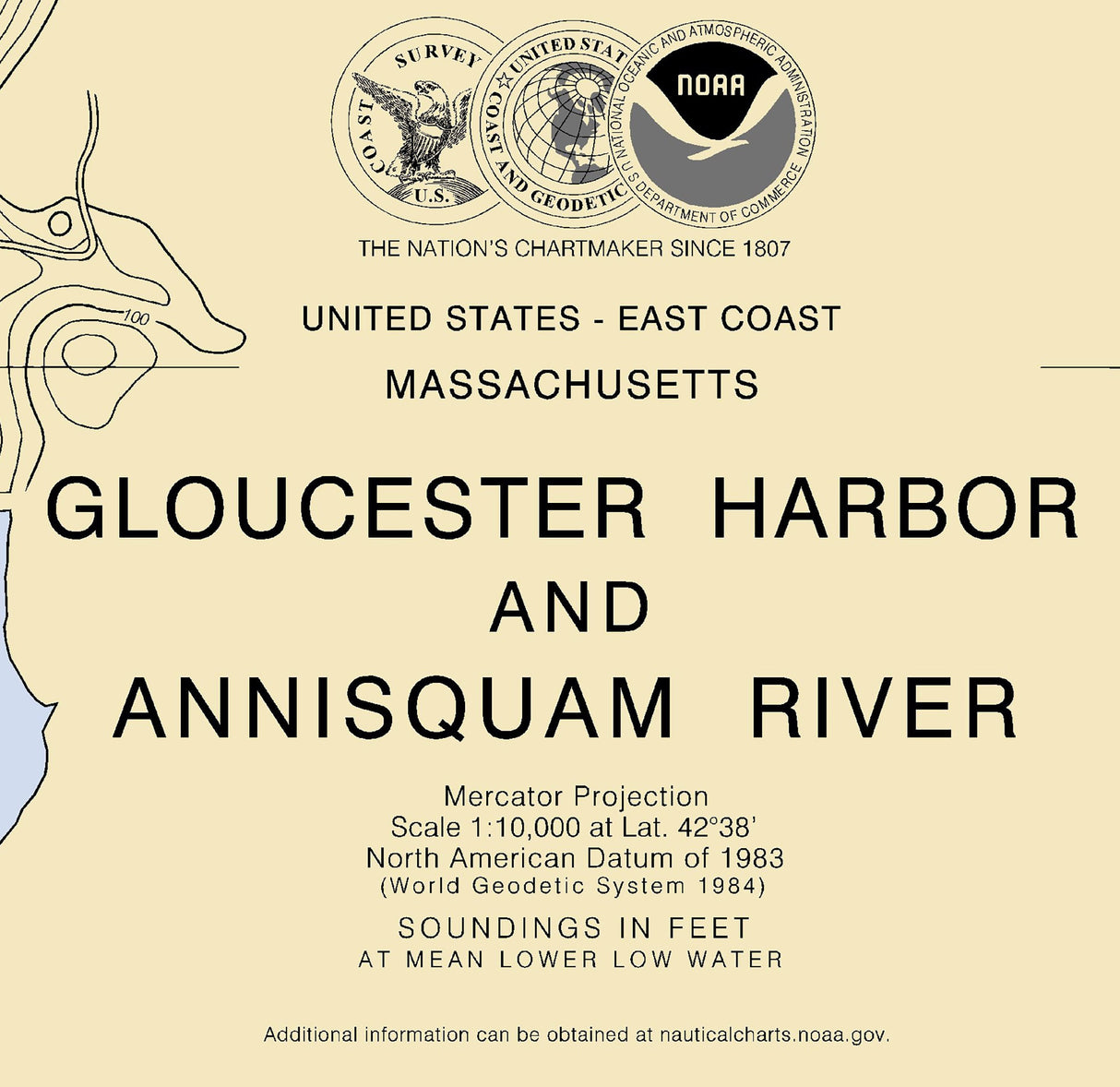 2010 Nautical Map of Gloucester Harbor and Annisquam River Massachusetts