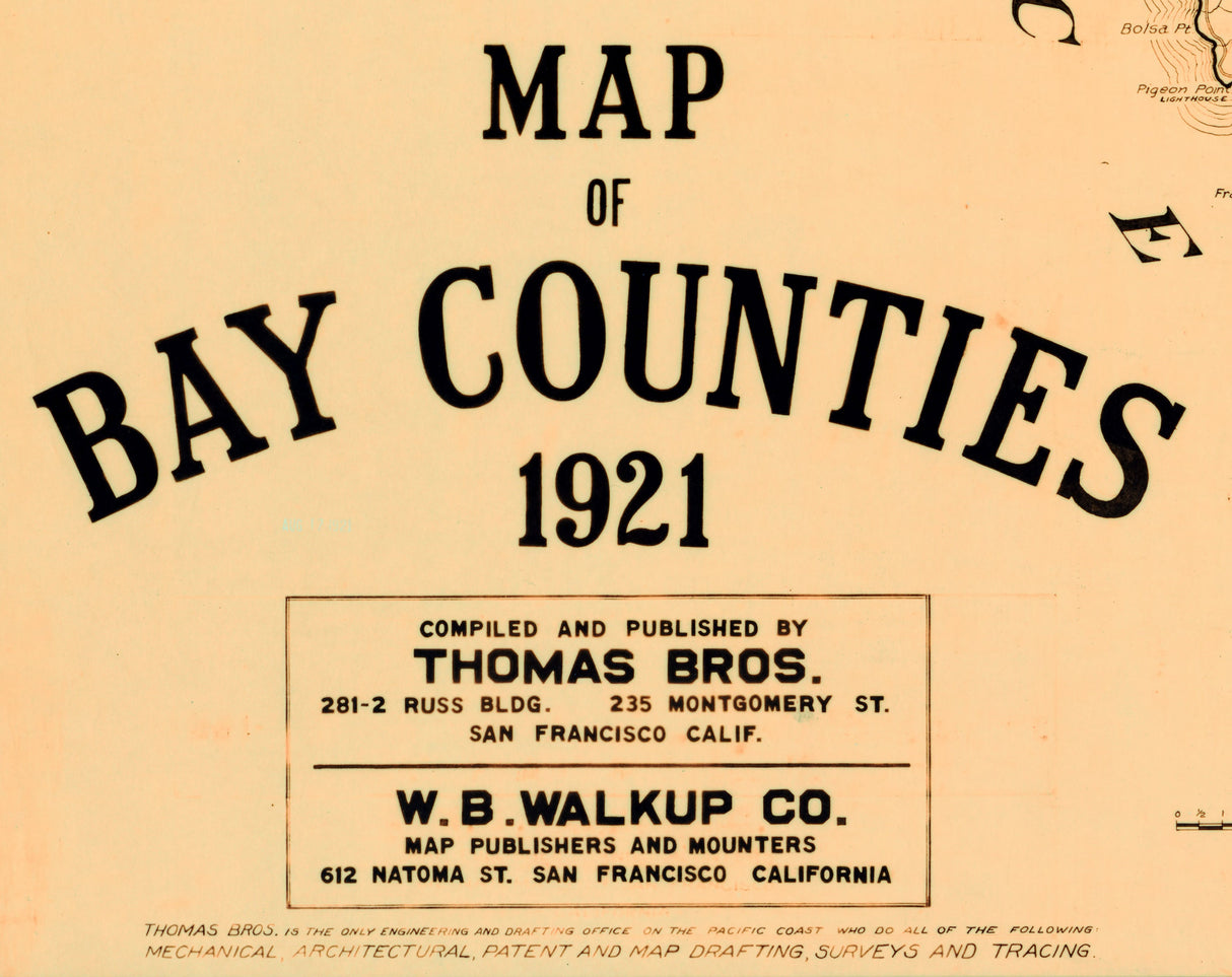 1921 Map of Bay Counties California