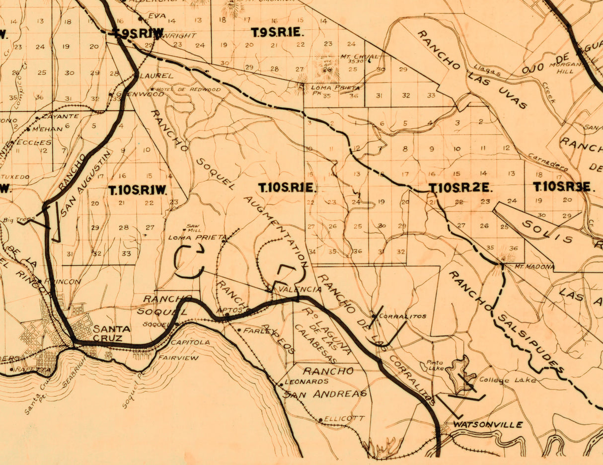 1921 Map of Bay Counties California