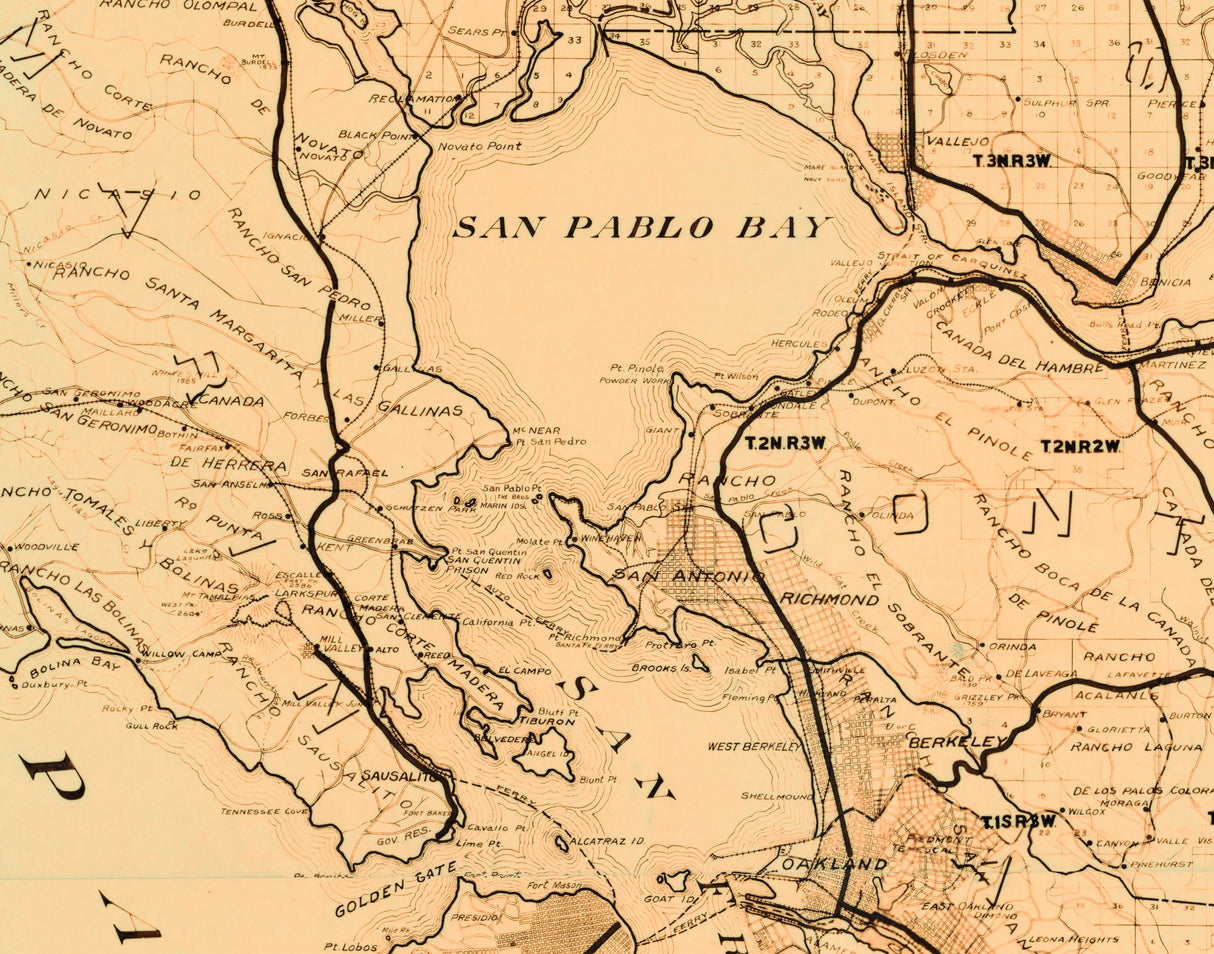 1921 Map of Bay Counties California