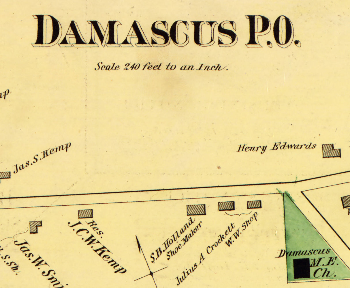 1879 Map of Poolesville Damascus and Barnesville Maryland