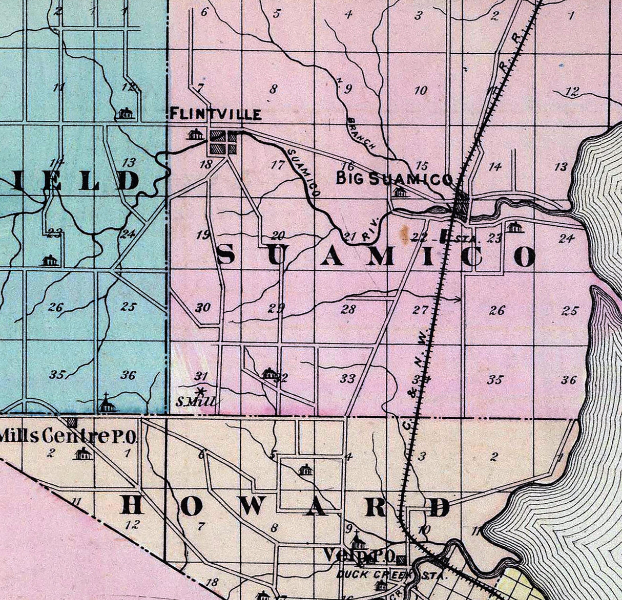 1878 Map of Brown County Wisconsin