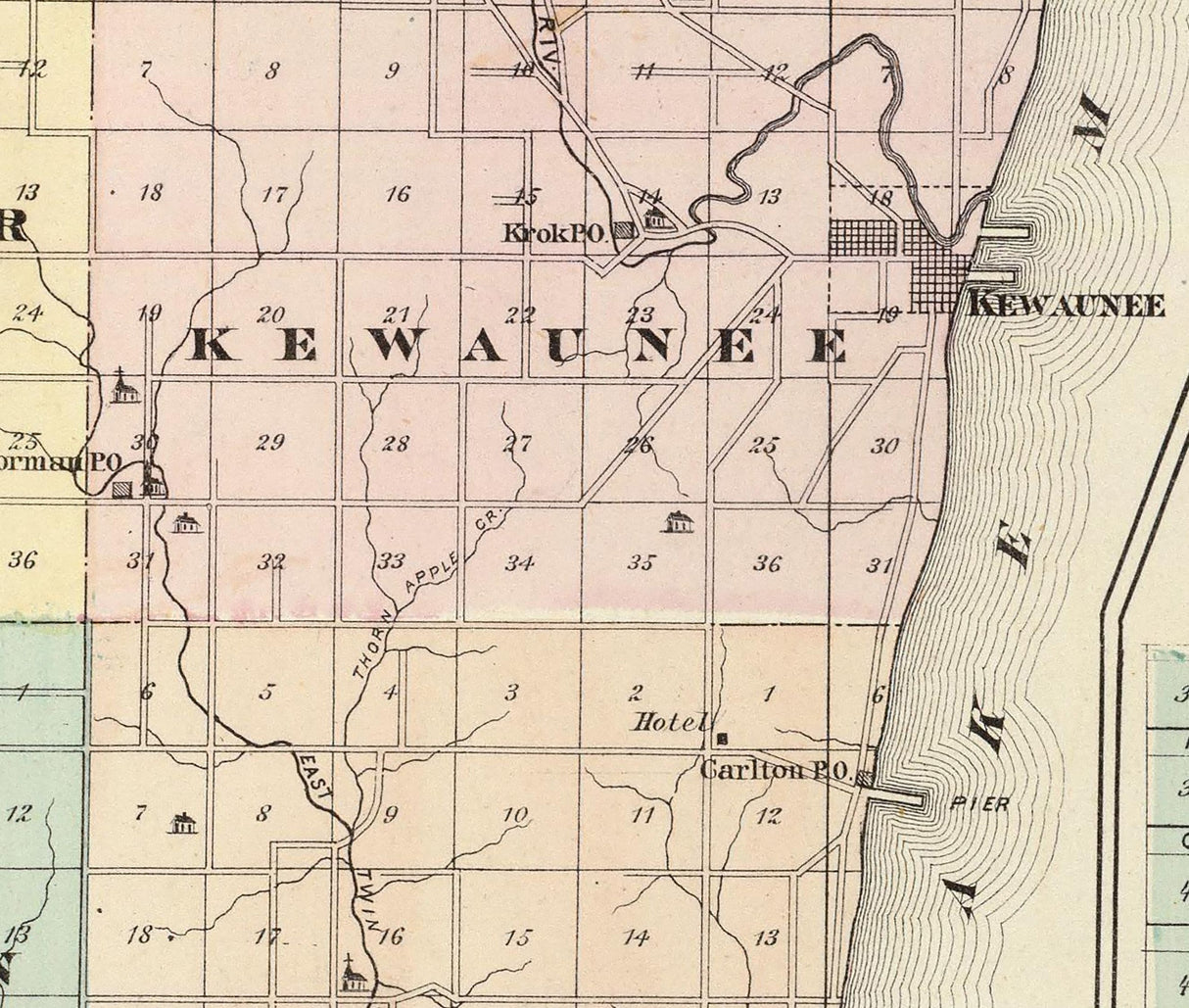 1878 Map of Kewaunee County Wisconsin