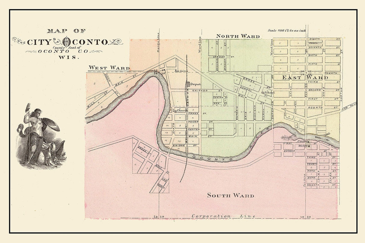 1878 Town Map of Conto Wisconsin