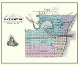 1878 Town Map of Manitowoc Wisconsin