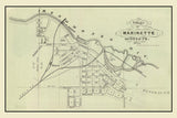 1878 Town Map of Marinette Oconto County Wisconsin