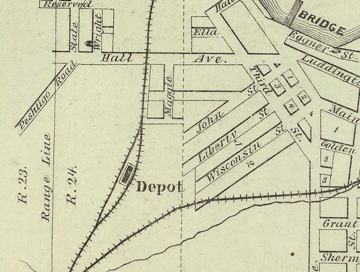 1878 Town Map of Marinette Oconto County Wisconsin