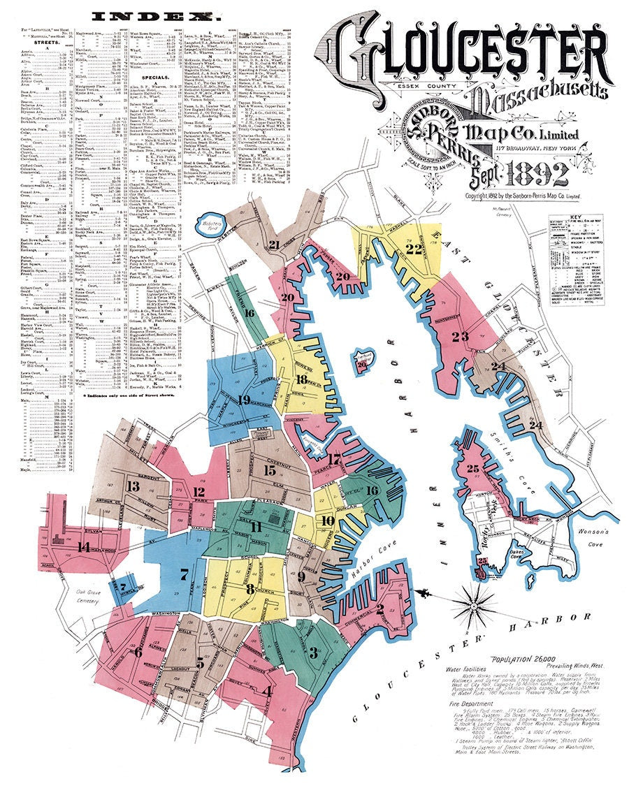 1892 Town Map of Gloucester Massachusetts