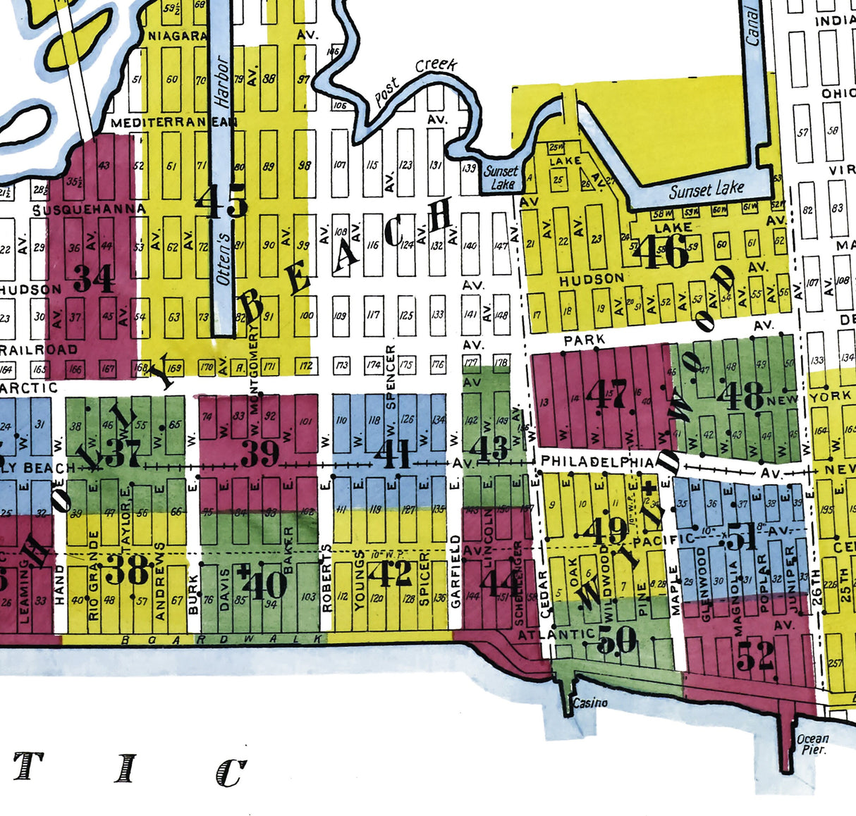 1909 Town Map of Five Mile Beach New Jersey