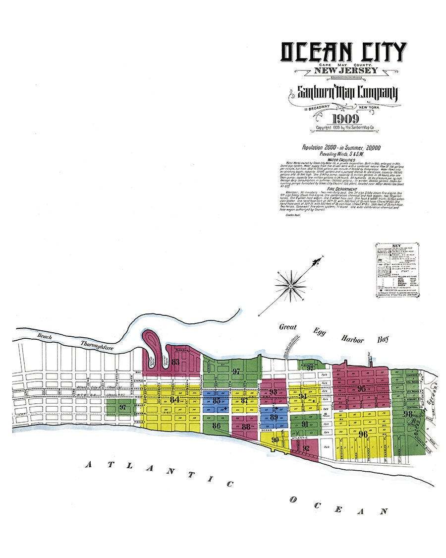 1909 Town Map of Ocean City New Jersey