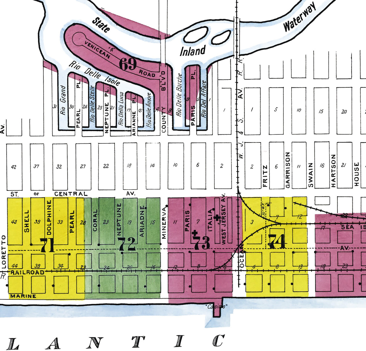 1909 Town Map of Sea Isle City New Jersey