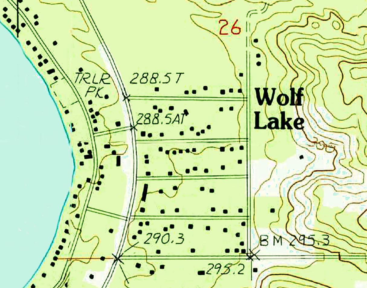 1987 Map of Wolf Lake Lake County Michigan