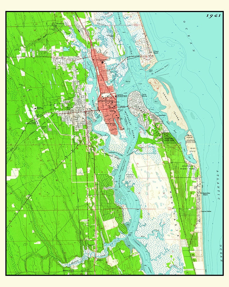 1961 Map of Saint Augustine Florida