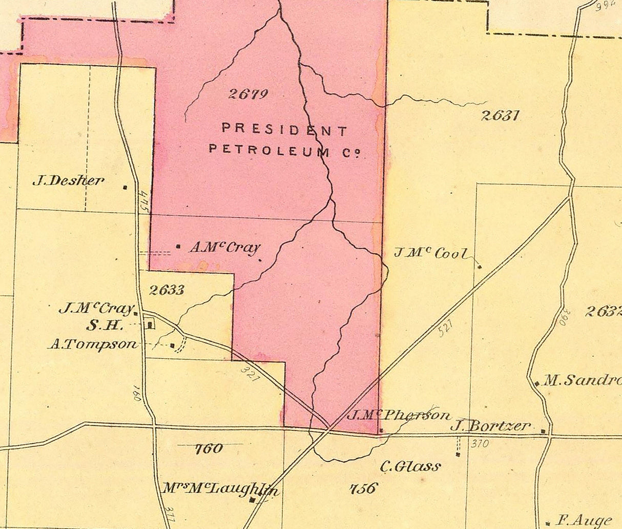 1865 Map of Pine Grove Township Venango County Pennsylvania Oil Region