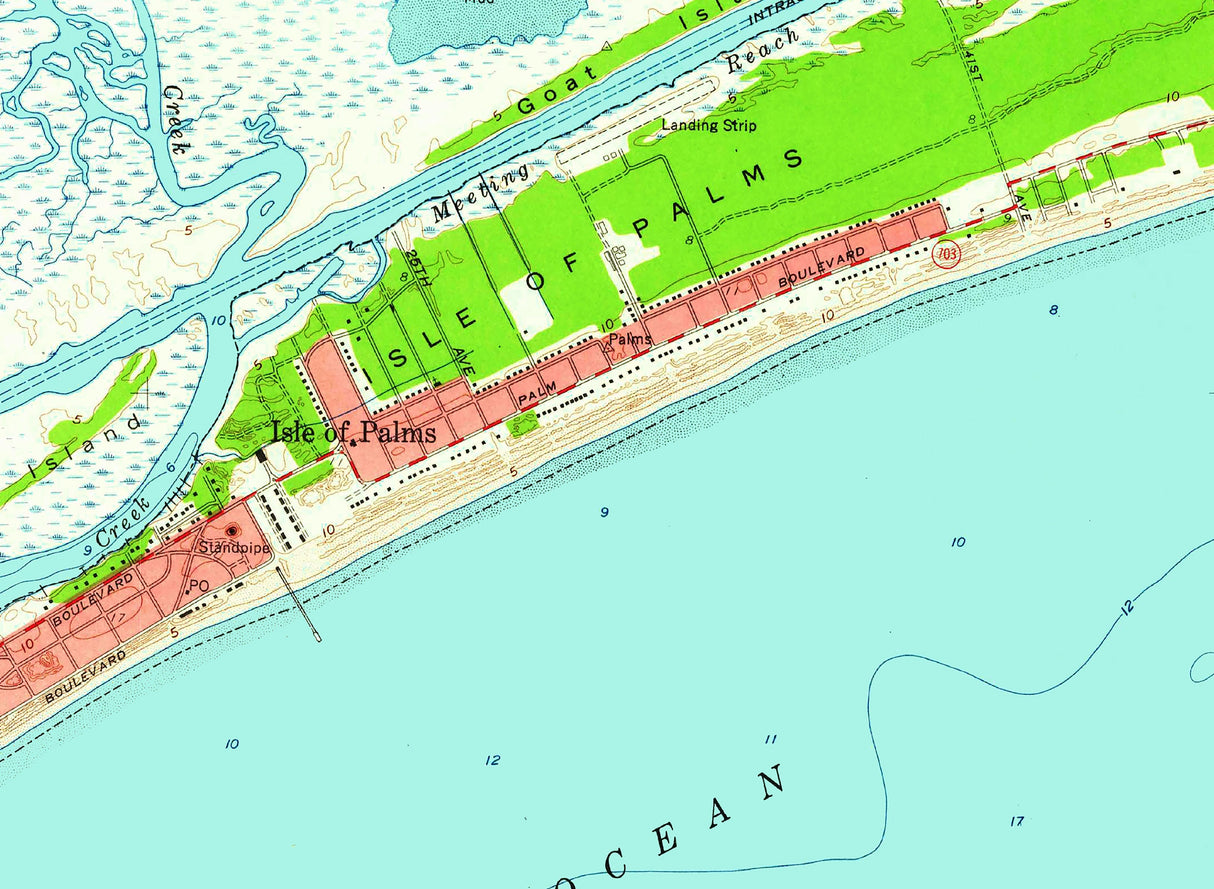 1960 Map of Isle of Palms Island South Carolina