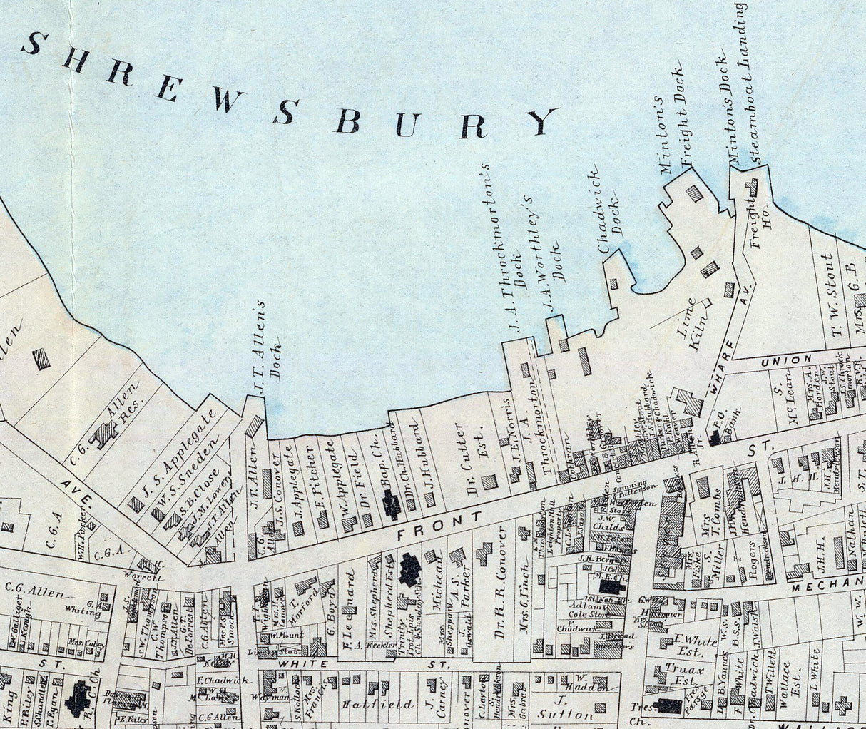 1878 Map of Red Bank New Jersey Shrewsbury River