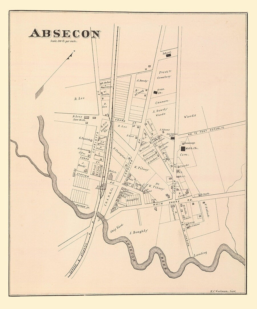 1878 Map of Absecon New Jersey