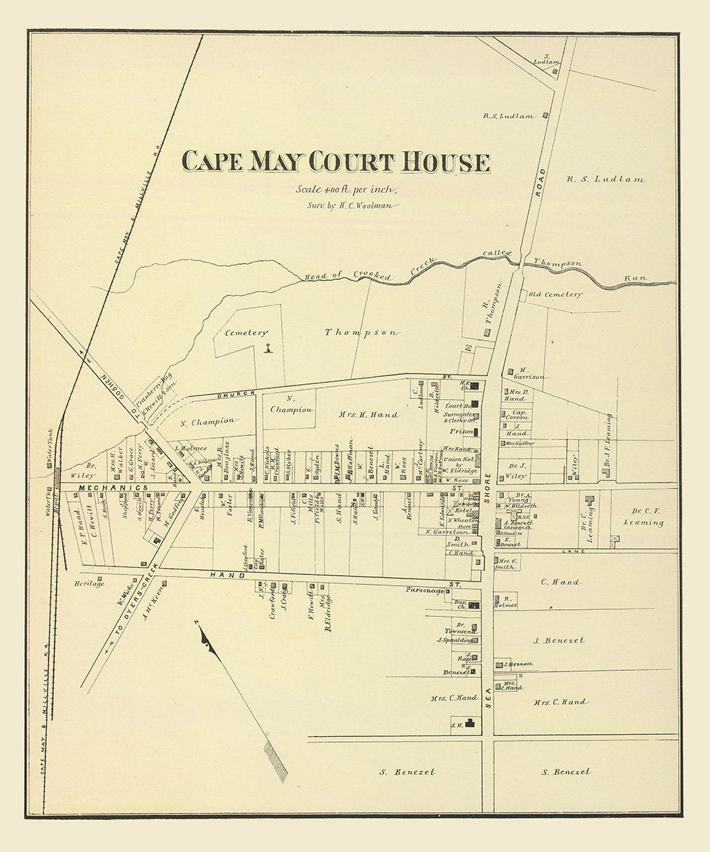 1878 Map of Cape May Court House New Jersey