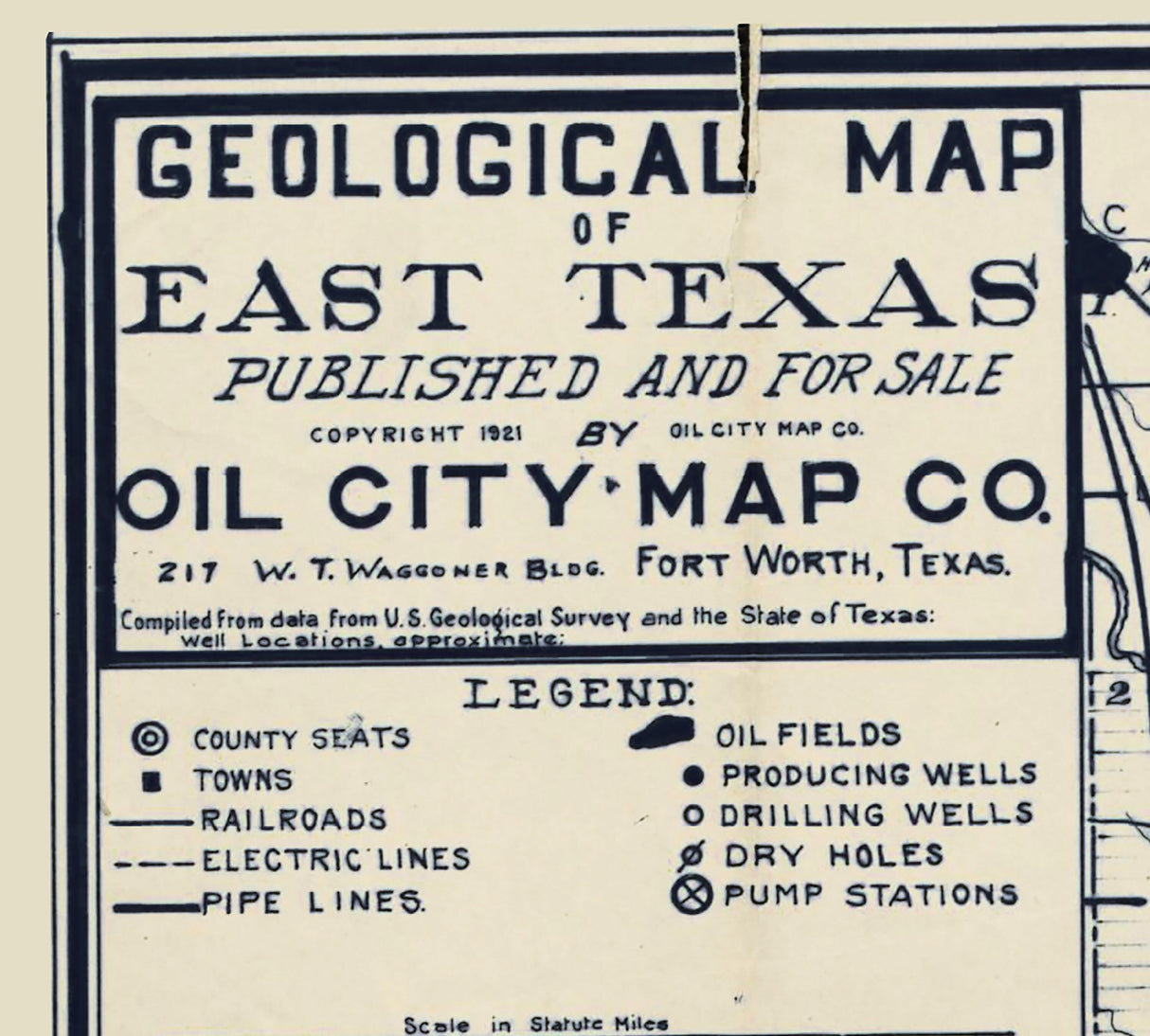 1921 Map of East Texas Geology and Oil Fields