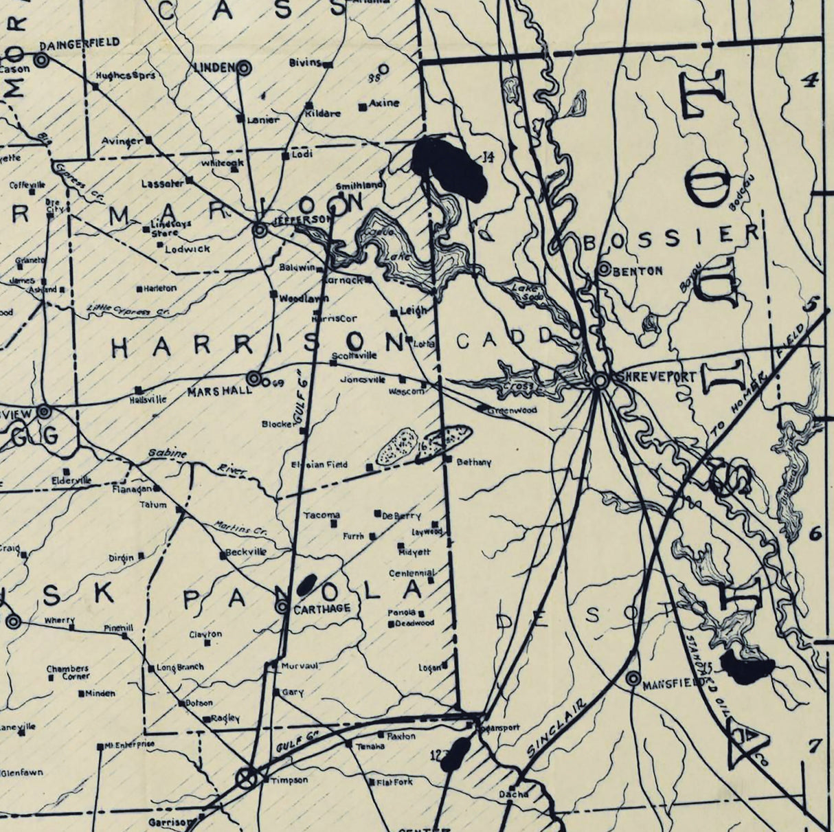 1921 Map of East Texas Geology and Oil Fields