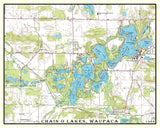 1988 Map of Chain O Lakes Waupaca County Wisconsin