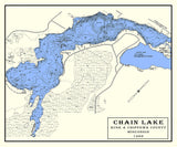 1966 Map of Chain Lake Rusk and Chippewa County Wisconsin