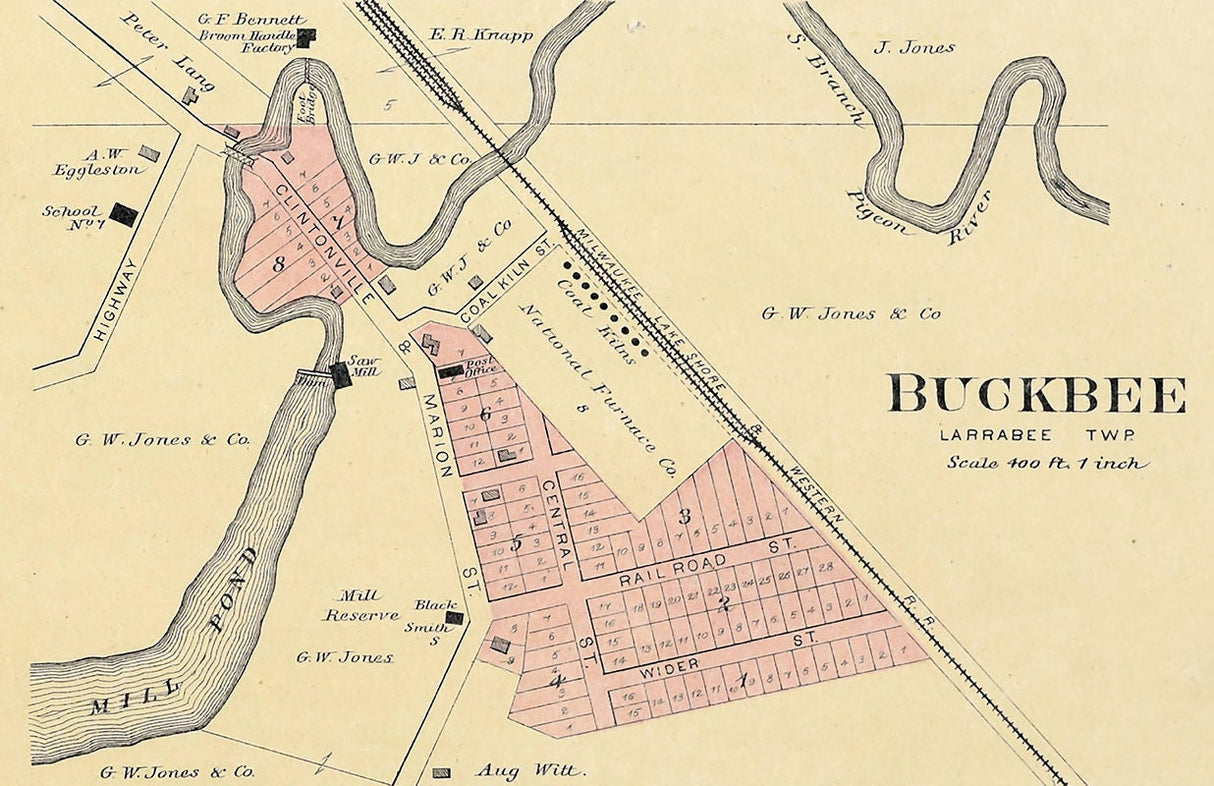 1889 Town Map of Buckbee Waupaca County Wisconsin