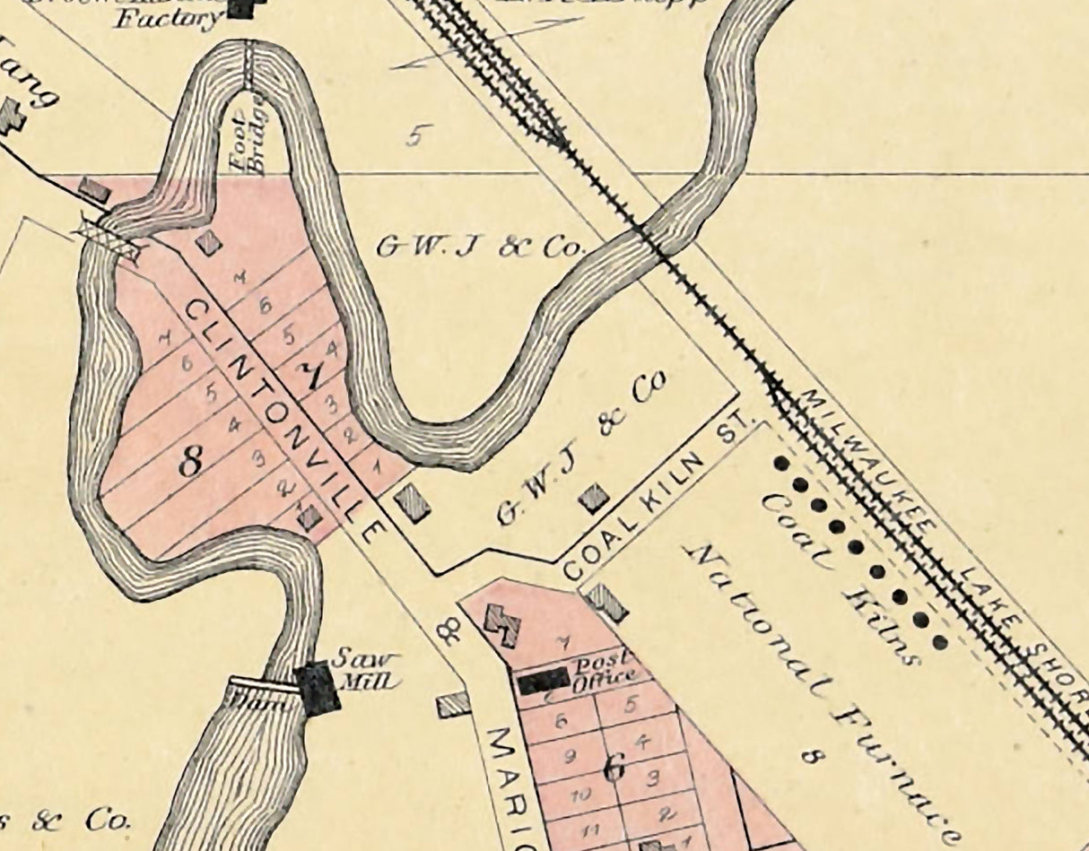1889 Town Map of Buckbee Waupaca County Wisconsin