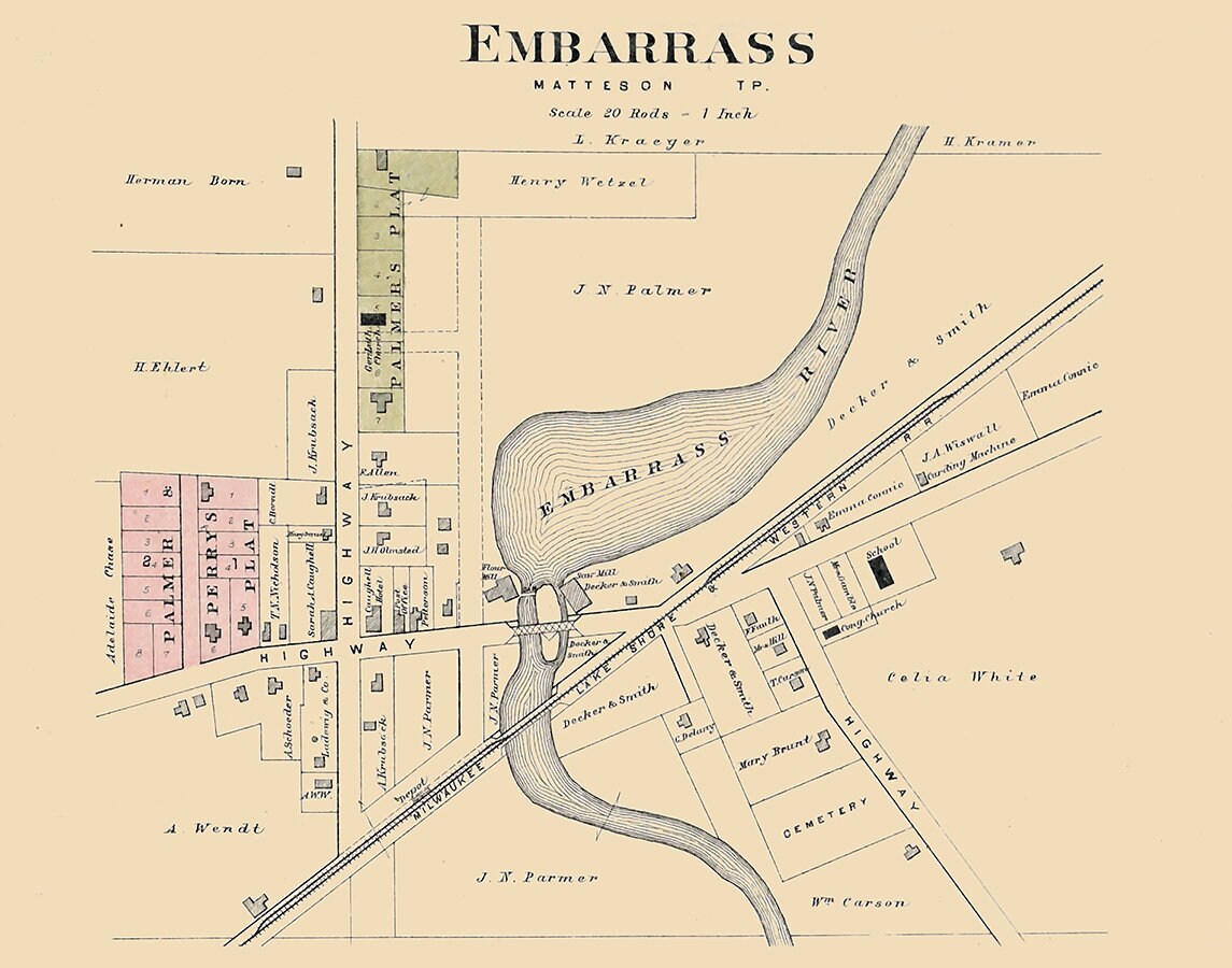 1889 Town Map of Embarrass Waupaca County Wisconsin