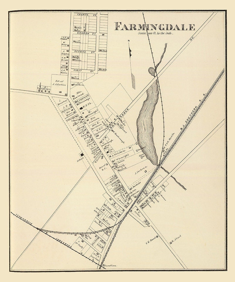 1878 Map of Farmingdale New Jersey