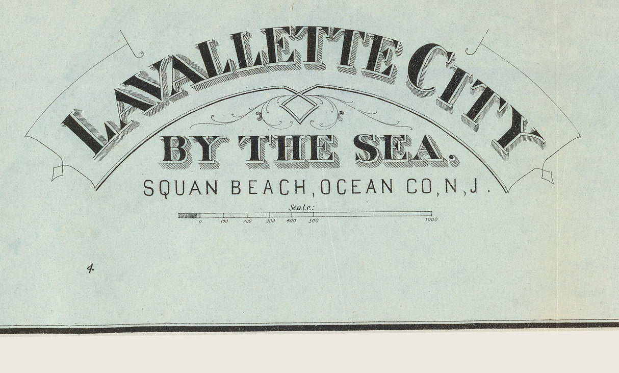 1878 Map of Lavallette City by the Sea Squan Beach New Jersey