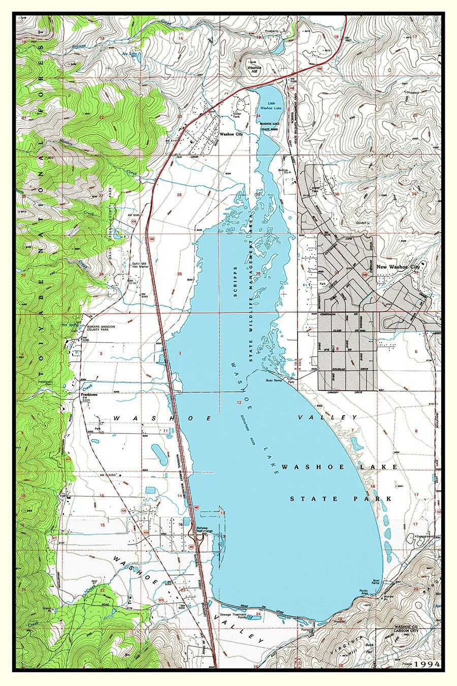 1994 Map of Washoe Lake Nevada