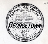 1916 Town Map of Georgetown Williamson County Texas