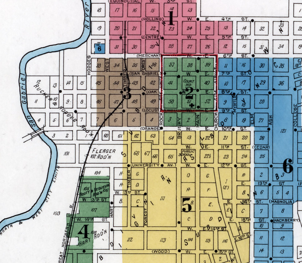 1916 Town Map of Georgetown Williamson County Texas