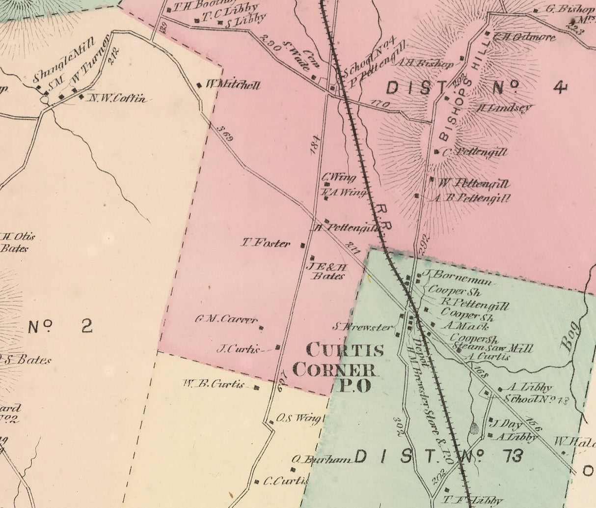 1873 Map of Leeds Township Androscoggin County Maine