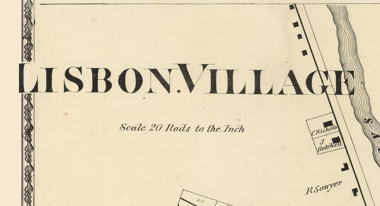 1873 Map of Lisbon Village Androscoggin County Maine