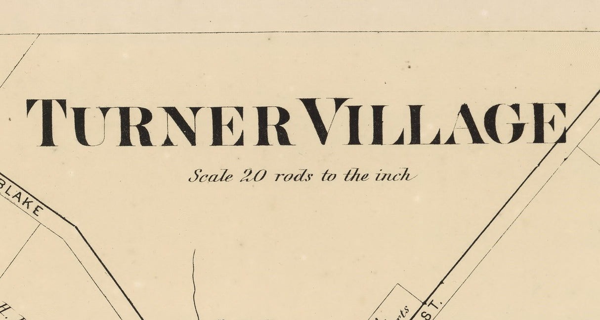 1873 Map of Turner Village Androscoggin County Maine