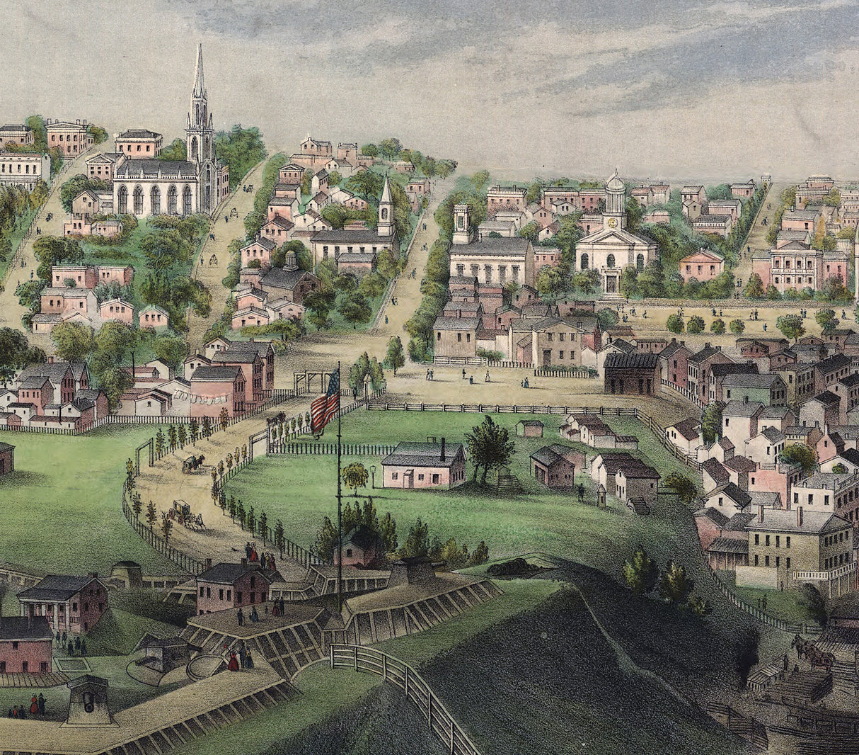 1855 Panoramic Map of Oswego New York